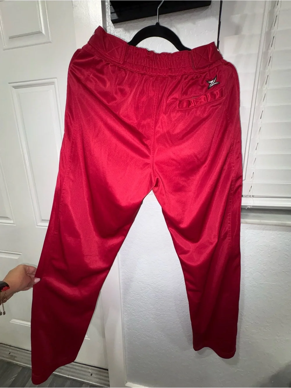 Men's Red Athletic Joggers with White Drawstring